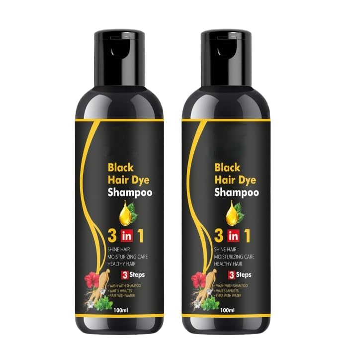 Herbal 3 in 1 Hair Dye Instant Black Hair Shampoo for Women & Men ( Pack Of 2 )