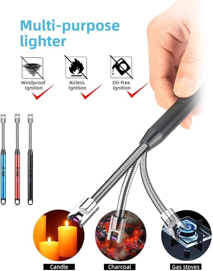 Gas Lighter for Kitchen Use Rechargeable Electric Lighter Diwali Lighter Stove and Candle Lighter with USB Charging (Pack of 1)