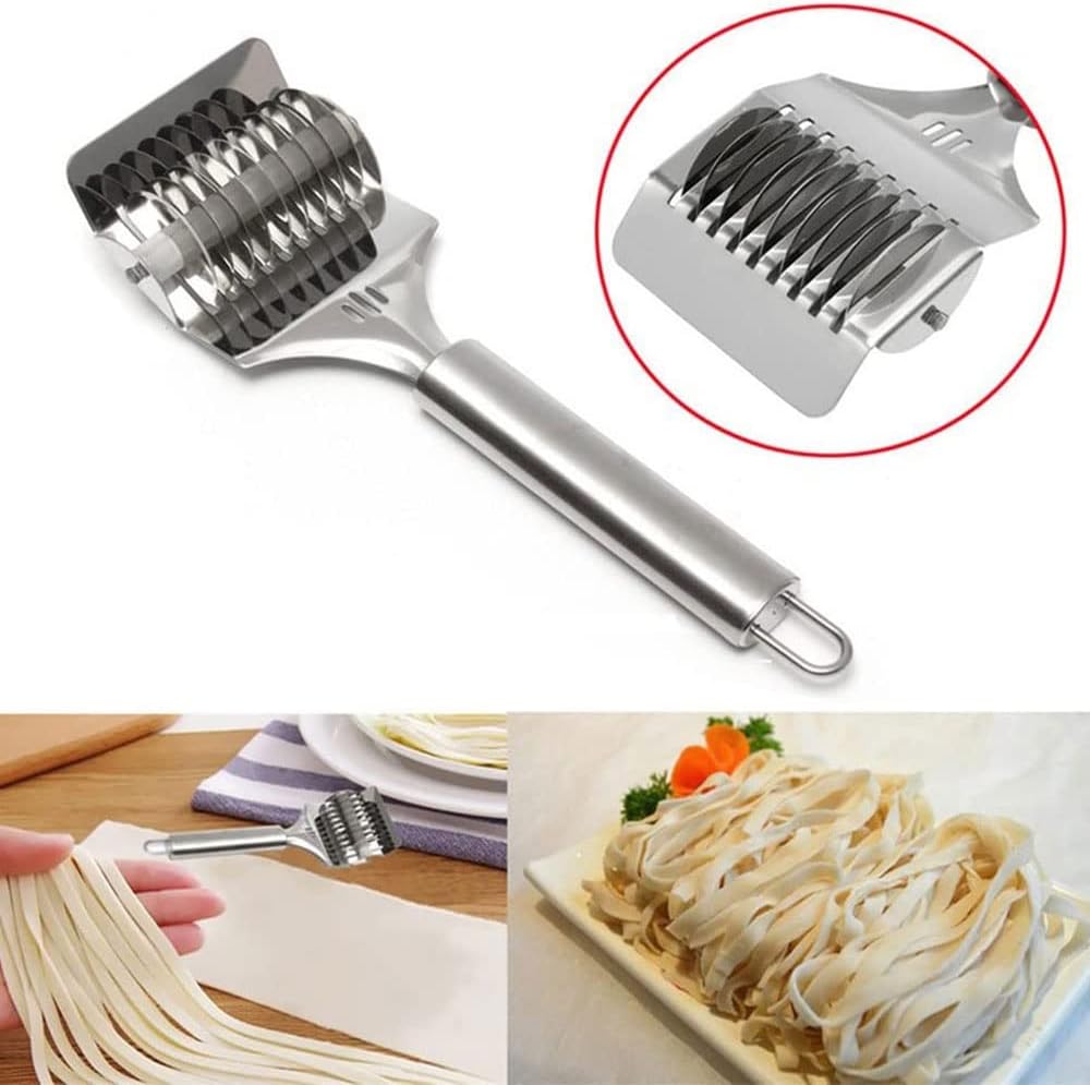 Stainless Steel Noodle Lattice Roller Dough Cutter Pasta Spaghetti Maker