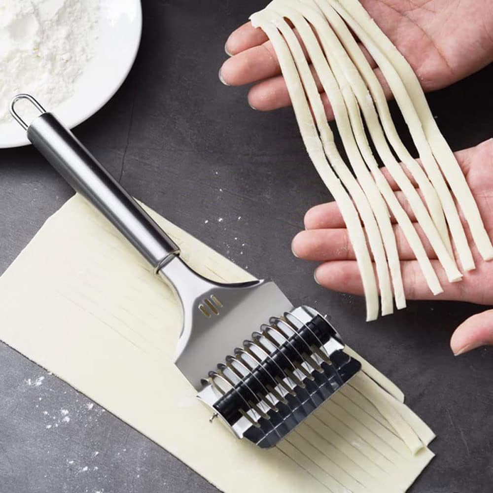 Stainless Steel Noodle Lattice Roller Dough Cutter Pasta Spaghetti Maker