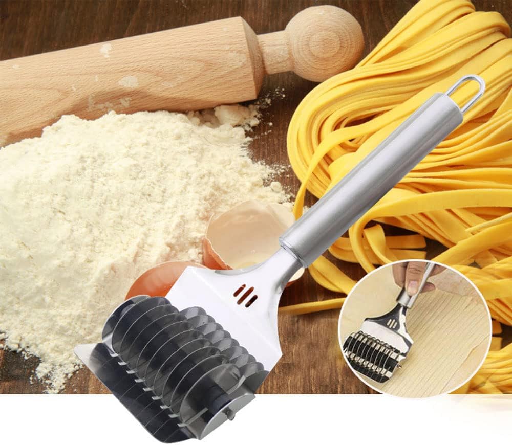 Stainless Steel Noodle Lattice Roller Dough Cutter Pasta Spaghetti Maker