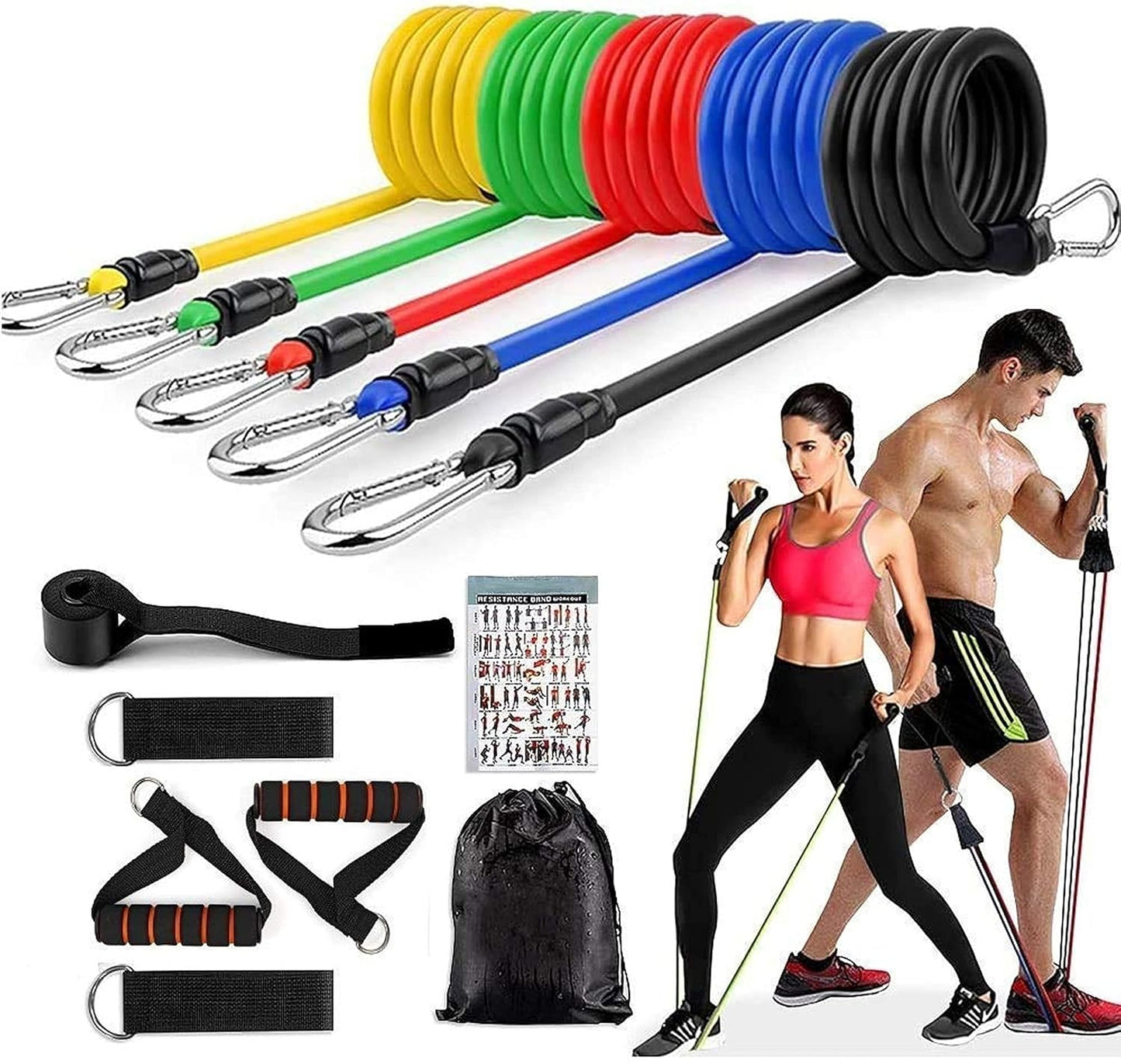 11 in 1 Exercise Bands Resistance Bands Set for Working out Door Fitness Gym Resistance Bands Kit