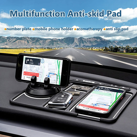 Rubber Car Dashboard Phone Mat with 360 Degree Rotating Phone Holder,