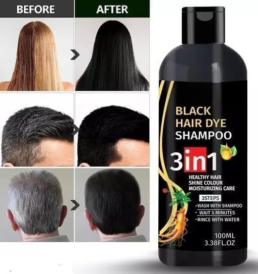 Herbal 3 in 1 Hair Dye Instant Black Hair Shampoo for Women & Men ( Pack Of 2 )