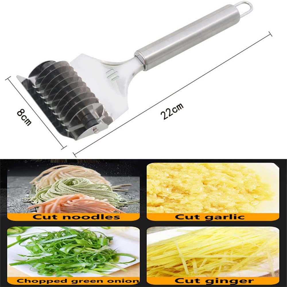 Stainless Steel Noodle Lattice Roller Dough Cutter Pasta Spaghetti Maker