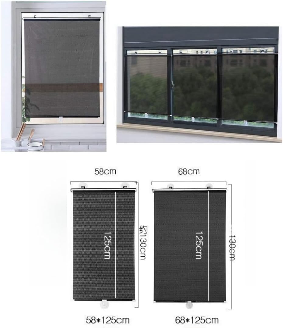 Blackout Roller Blinds with Suction Cups, UV Resistant Roller Blinds, Indoor Sun Protection Roller Shades