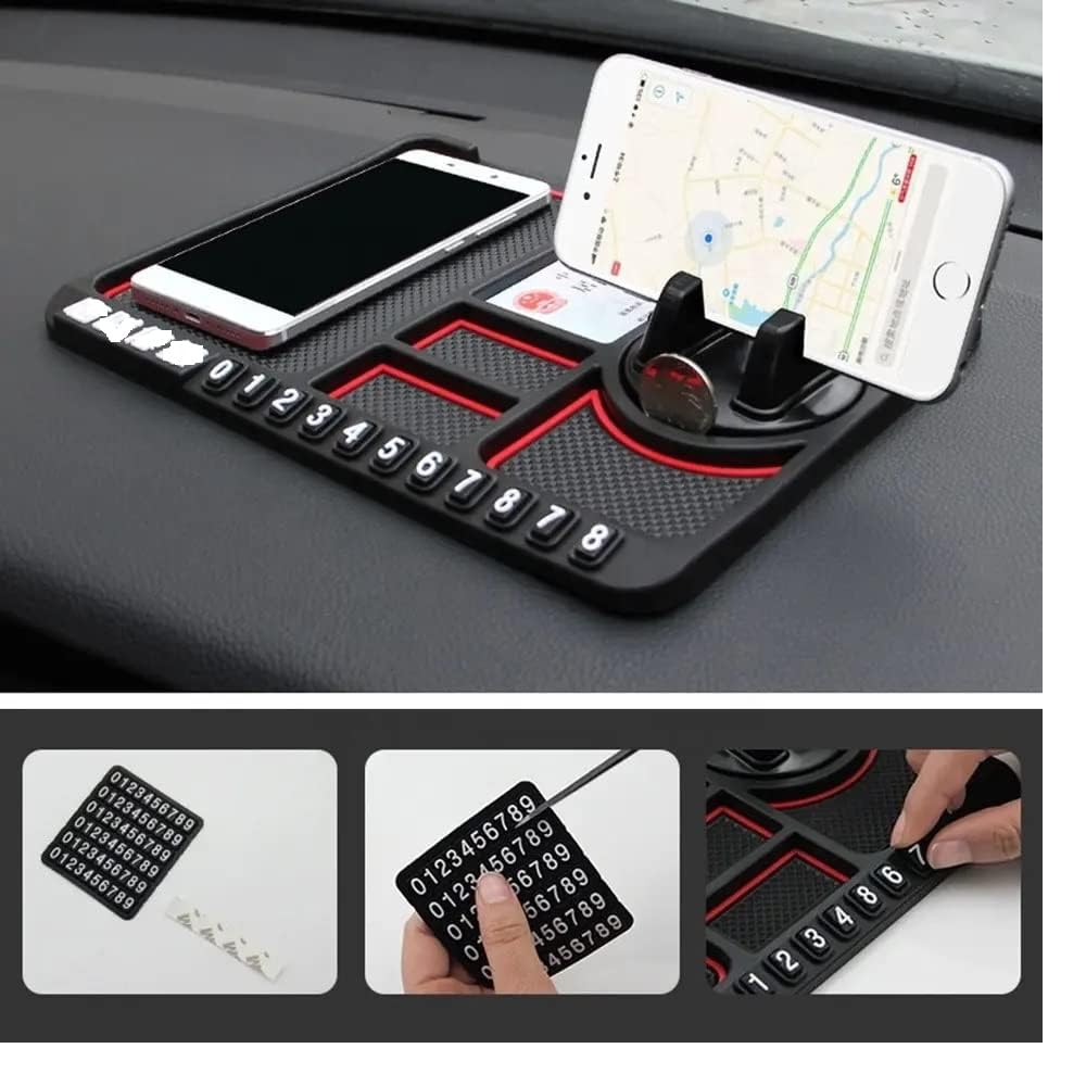 Rubber Car Dashboard Phone Mat with 360 Degree Rotating Phone Holder,