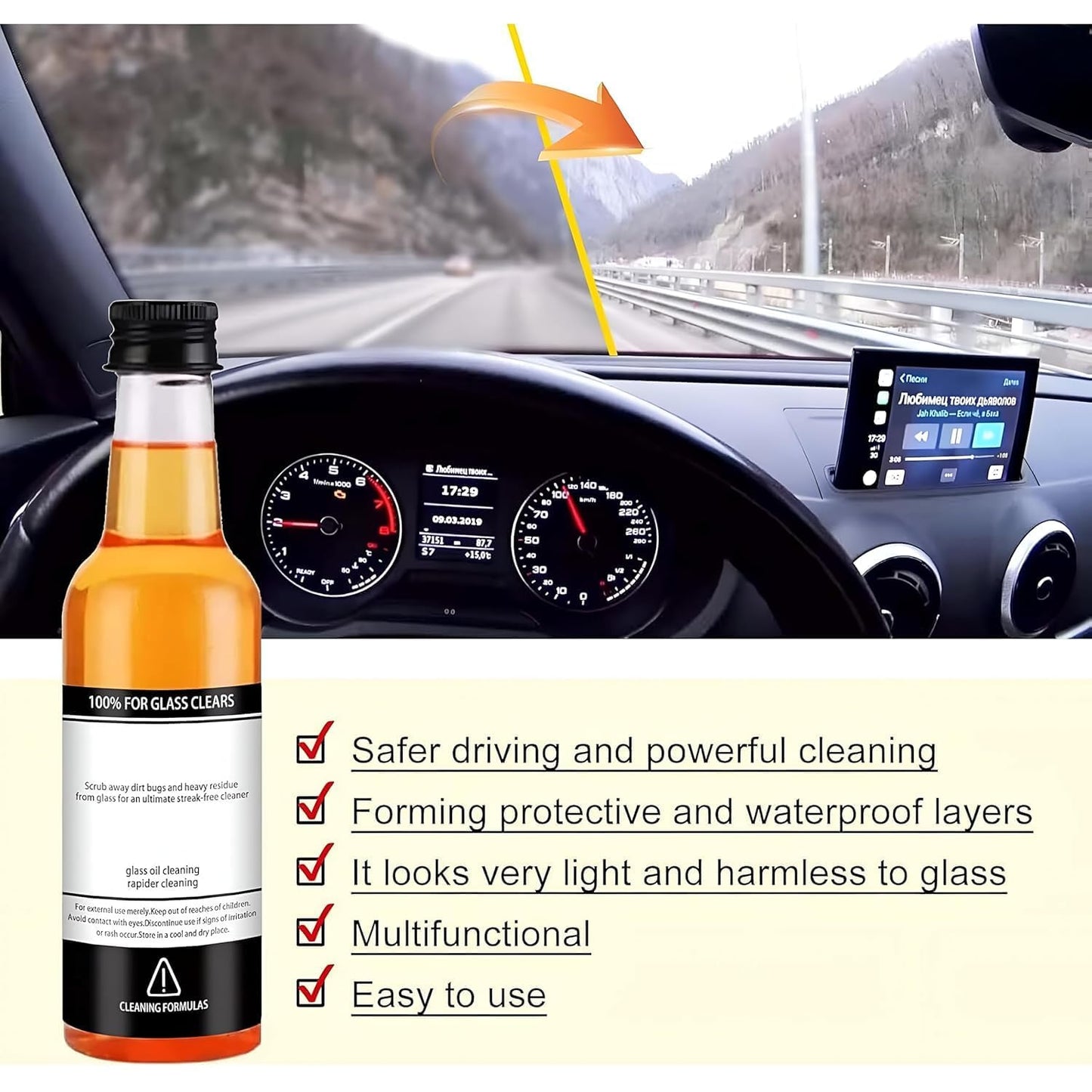 Car Glass Cleaner for Home and Auto Windows Cleaning ( Pack Of 2 )