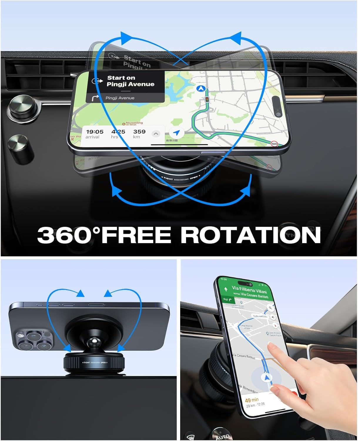 Vacuum Magnetic Suction Cup Phone Mount with 360 Degree Rotation