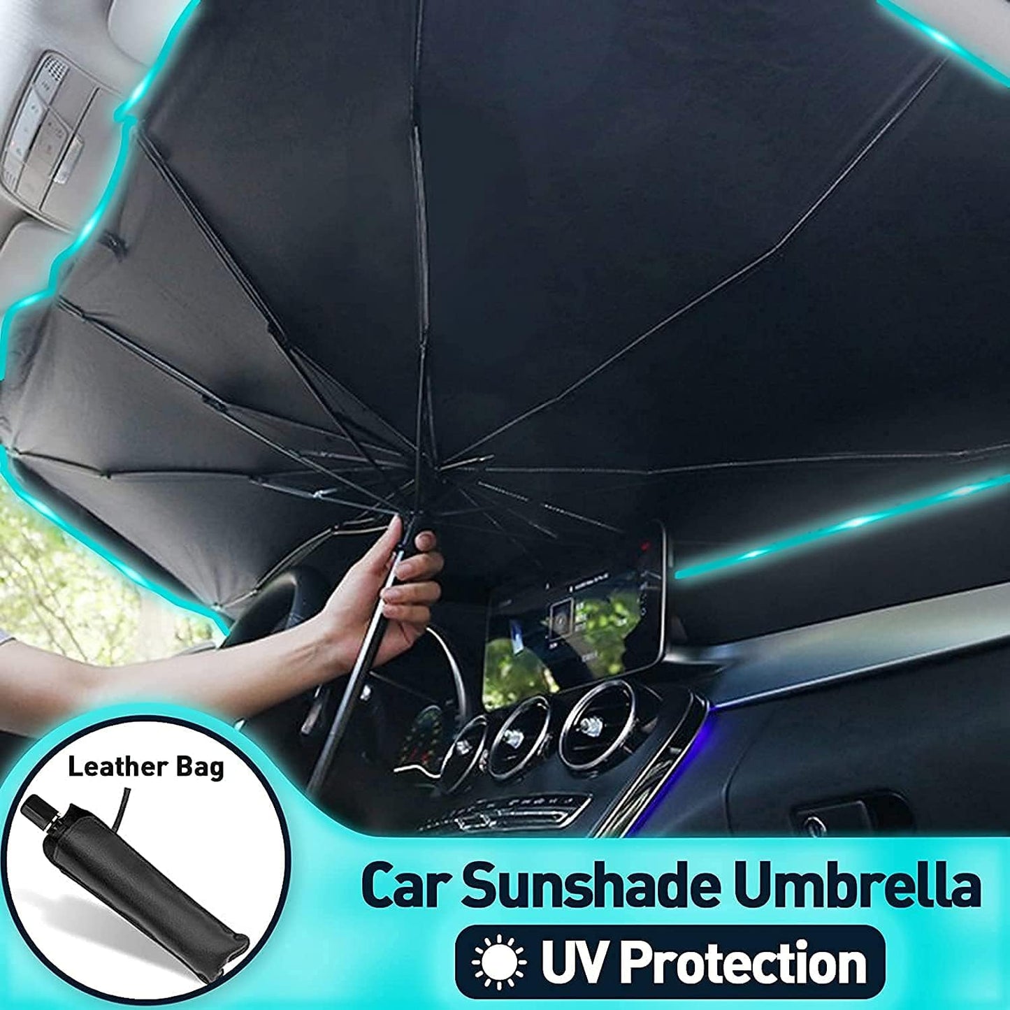 Car Windshield Sun Shade Umbrella, Foldable Car Sunset Umbrella Cover Block Car Front Window Protection