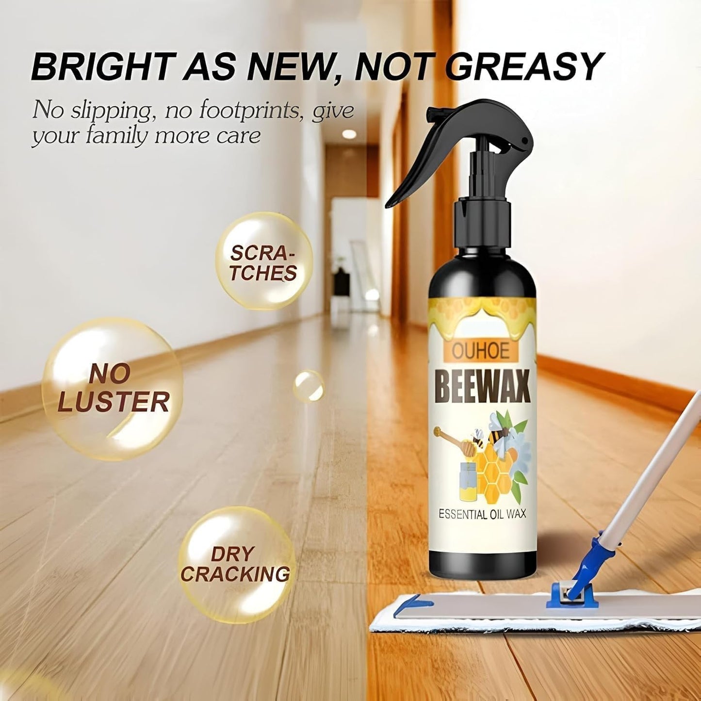 BeeWax Spray Brown Wooden Furniture Cleaner Floor Polishing Shiner