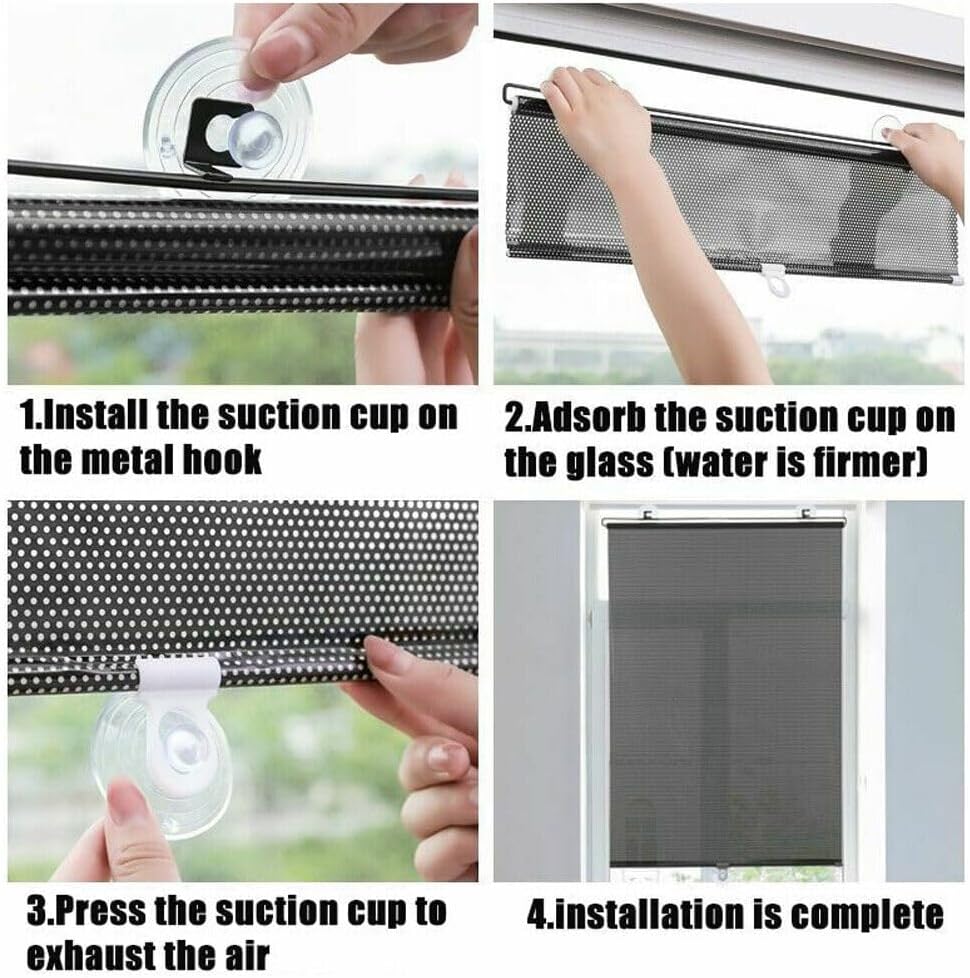 Blackout Roller Blinds with Suction Cups, UV Resistant Roller Blinds, Indoor Sun Protection Roller Shades