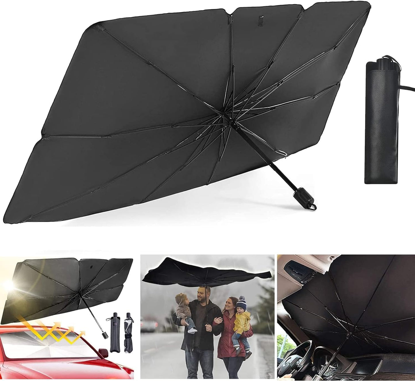 Car Windshield Sun Shade Umbrella, Foldable Car Sunset Umbrella Cover Block Car Front Window Protection