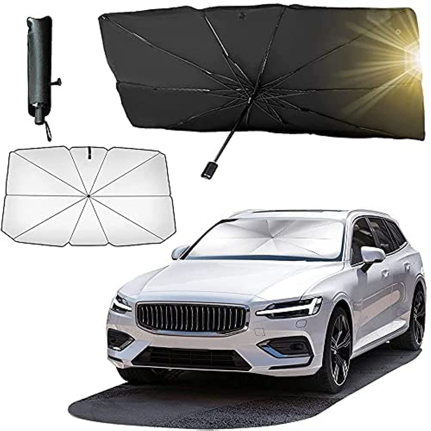 Car Windshield Sun Shade Umbrella, Foldable Car Sunset Umbrella Cover Block Car Front Window Protection