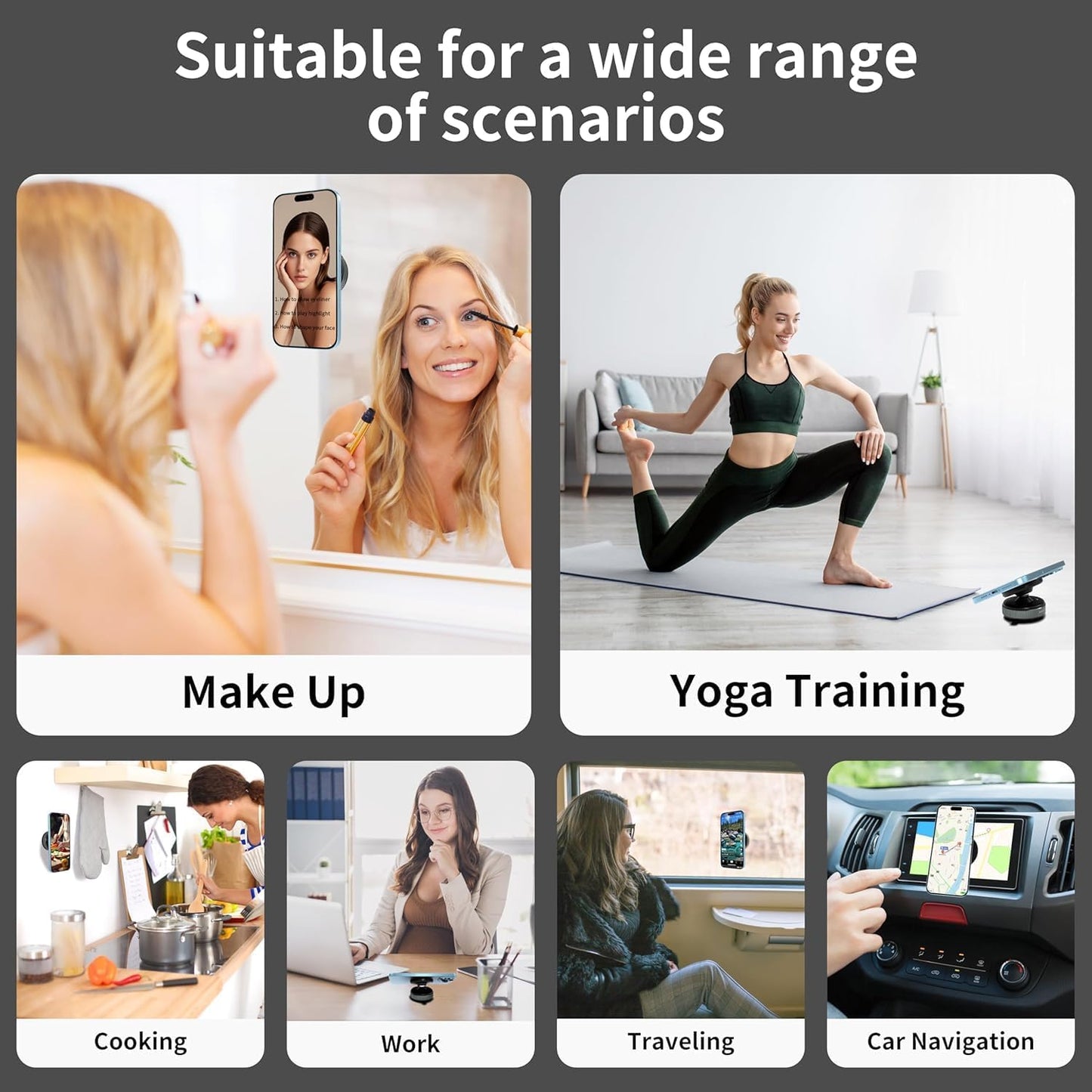 Vacuum Magnetic Suction Cup Phone Mount with 360 Degree Rotation