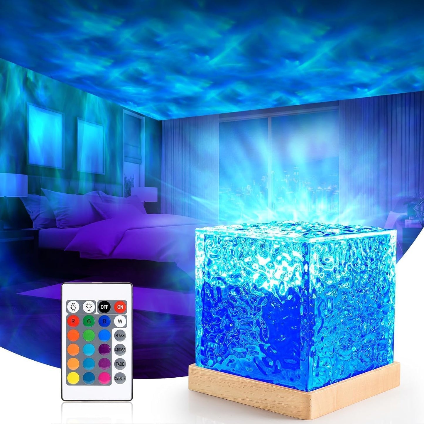 3D Ocean Wave Projector Lamp - Romantic LED Night Light Water Wave Effect