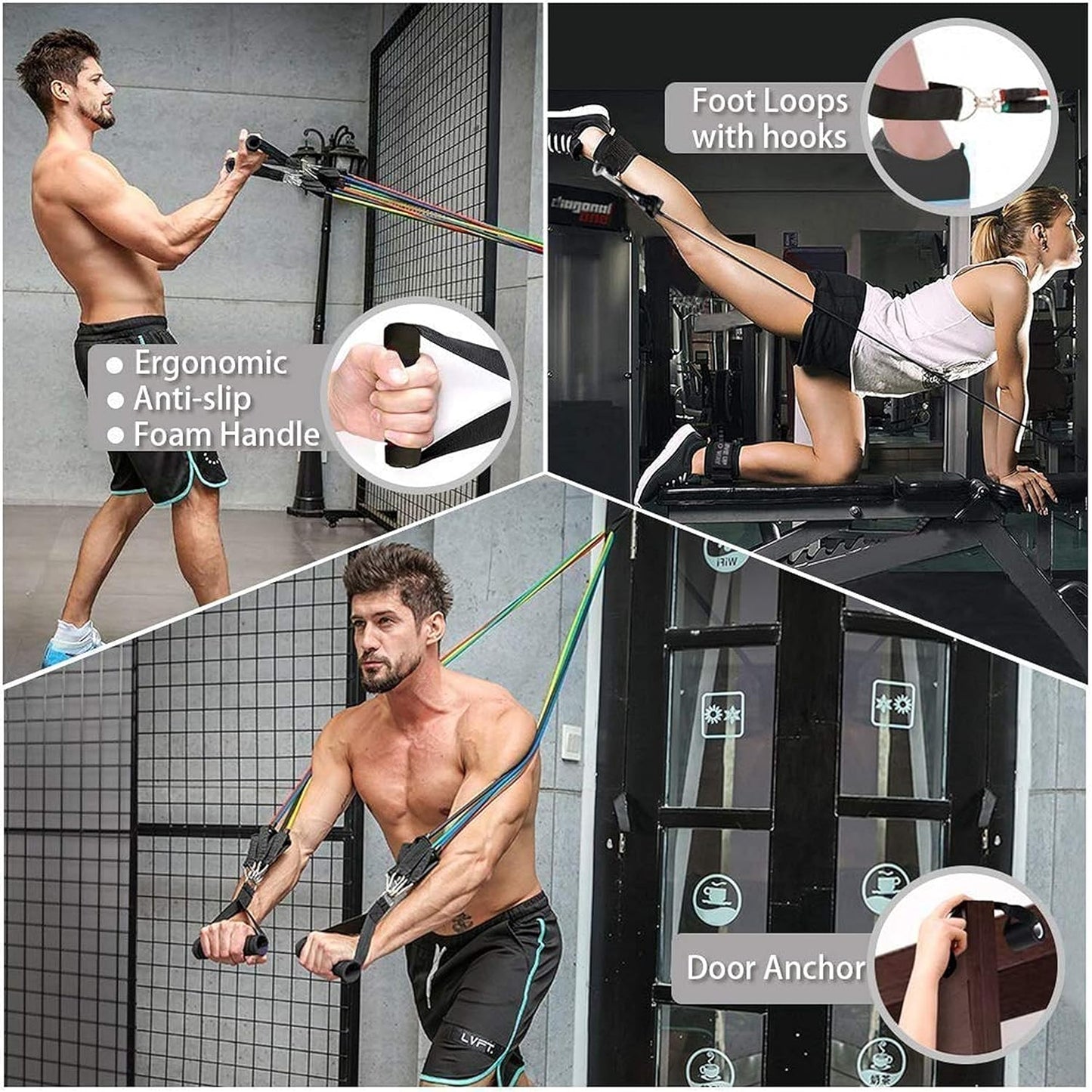 11 in 1 Exercise Bands Resistance Bands Set for Working out Door Fitness Gym Resistance Bands Kit